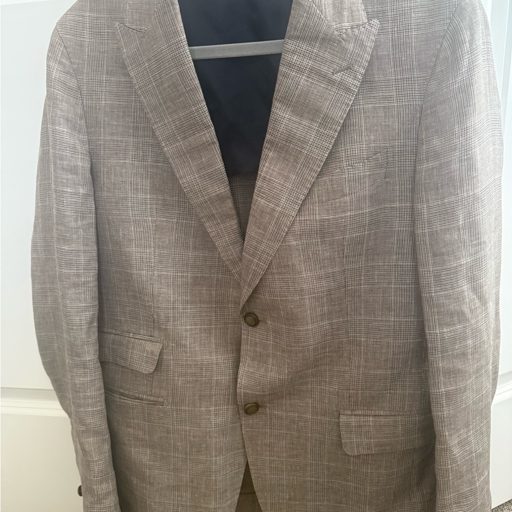 Eleventy Light Brown Plaid Blazer